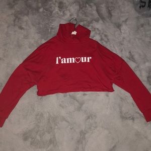 H&M l’amour Cropped Red Sweatshirt